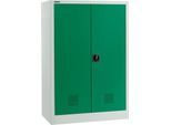 Schäfer Shop Select Umweltschrank, B 950 x T 500 x H 1585 mm, 3 Wannen à 18 Liter, lichtgrau/türkisgrün