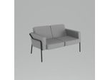 meet by Paperflow 2-Sitzer Outdoor Sofa MEDSO, Größe L, Stahlgestell, B 1250 x T 747 x H 740 mm, 240 kg, grau
