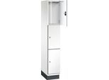 C+P Schließfachschrank Cambio, 1 Abteil, 3 Fächer, mit Sockel, B 300 x T 525 x H 1980 mm, verkehrsweiß/weiß