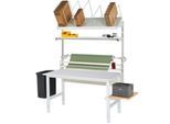 Rau Packtischsystem 04 Arbeitstisch-Serie Tom, B 1500 x T 1000 x H 760-1080 mm, Melamin-Platte, bis 500 kg