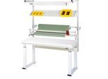 Rau Packtischsystem 02 Werbank-Serie adlatus 600, B 2000 x T 900 x H 740-1140 mm, HPL-Platte, bis 600 kg