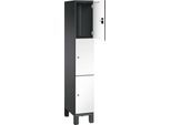 C+P Schließfachschrank Cambio, 1 Abteil, 3 Fächer, auf Füßen, B 300 x T 525 x H 1980 mm, schwarzgrau/weiß