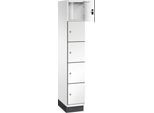C+P Schließfachschrank Cambio, 1 Abteil, 5 Fächer, mit Sockel, B 300 x T 525 x H 1980 mm, verkehrsweiß/weiß