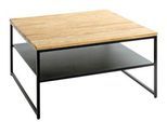 HAKU Couchtisch, quadratisch, Stahlrohr pulverbeschichtet, Massivholz Eiche, pulverbeschichtet, B 700 x T 700 x H 400 mm, schwarz/Eiche