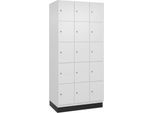 C+P Schließfachschrank Cambio, 3 Abteile, 15 Fächer, mit Sockel, B 900 x T 525 x H 1980 mm, verkehrsweiß
