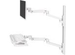 Wandarbeitsplatz Ergotron LX Pro, Tastaturablage und Monotorhalterung, bis 34″, neig-/schwenk-/drehbar, höhenverstellbar, VESA, Metall, weiß