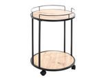 HAKU Beistelltisch, rund, Stahlrohr schwarz, Ablage MDF Eiche hell, melaminharzbeschichtet, B 450 x T 450 x H 600 mm