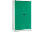 Schäfer Shop Select Umweltschrank, B 1200 x T 500 x H 1935 mm, 4 WHG-Wannen à 14 Liter, lichtgrau/türkisgrün