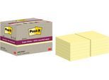Post-it® Haftnotizen Super Sticky Recycling Notes 654 RSS12CY, B 76 x T 76 mm, PEFC®-Papier, gelb, 12 Blöcke, 70 Blatt/Block