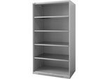 Schäfer Shop Genius Regalschrank FS, Stahl, mit Belüftungslöchern, B 1055 x T 620 x H 1950 mm, 5 OH, Weißalu, bis 500 kg