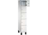 C+P Schließfachschrank Cambio, 1 Abteil, 5 Fächer, auf Füßen, B 300 x T 525 x H 1980 mm, lichtgrau