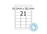 Blattetiketten HERMA 8417, permanenthaftend, bedruckbar, B 63,5 x H 38,1 mm, Papier, weiß, 10500 Stück/500 Blatt