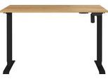 Schreibtisch Athen, elektrisch höhenverstellbar, Rechteck, T-Fuß, Memorybedienpanel, B 1200 x T 800 x H 720-1190 mm, Navarra Eiche/schwarz