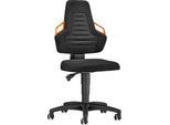 Arbeitsdrehstuhl, Rollen, Stoff schwarz, Griffe orange