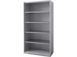 Schäfer Shop Genius Regalschrank FS, Stahl, mit Belüftungslöchern, B 1055 x T 520 x H 1950 mm, 5 OH, Weißalu, bis 500 kg