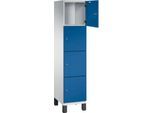 C+P Schließfachschrank Cambio, 1 Abteil, 4 Fächer, auf Füßen, B 400 x T 525 x H 1980 mm, lichtgrau/enzianblau