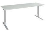 Schäfer Shop Genius Schreibtisch AERO FLEX, elektrisch höhenverstellbar, Rechteck, T-Fuß, B 2000 mm, lichtgrau/weißalu