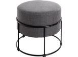 Hocker HAKU, gepolstert, B 480 x T 480 x H 430 mm, Stoff und Stahl, anthrazit-schwarz