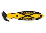 KLEVER Sicherheitsmesser XChange 35, mit Klebebandanritzer/Schaber/Umhängeöse, L 180 x B 38 x H 10 mm, gelb-schwarz