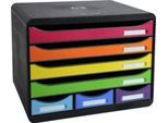 Exacompta STOREBOX Iderama Regenbogen, 7 offene Schubladen A4+ quer, 27 cm tief, leise Auszüge, Sicherheitsstopp, 25 Jahre