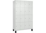 C+P Schließfachschrank Cambio, 4 Abteile, 16 Fächer, auf Füßen, B 1200 x T 525 x H 1980 mm, verkehrsweiß