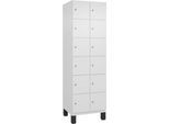 C+P Schließfachschrank Cambio, 2 Abteile, 12 Fächer, auf Füßen, B 600 x T 525 x H 1980 mm, verkehrsweiß