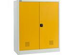 Schäfer Shop Select Umweltschrank, B 1200 x T 500 x H 1585 mm, 3 WHG-Wannen à 14 Liter, lichtgrau/goldgelb