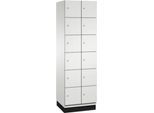 C+P Schließfachschrank Cambio, 2 Abteile, 12 Fächer, mit Sockel, B 600 x T 525 x H 1980 mm, lichtgrau