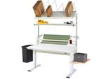 Rau Packtischsystem 04 Werktisch-Serie adlatus 300, B 1500 x T 800 x H 720-1120 mm, Melamin-Platte, bis 300 kg