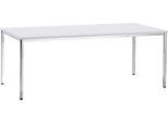Konferenztisch, bis 6 Personen, Rechteck, 4-Fuß Quadratrohr, B 2000 x T 800 x H 720 mm, weiß/chromsilber