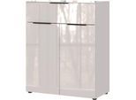 Kommode, mit 1 Schublade und 2 Türen, Glasfront- und auflage, B 830 x T 420 x H 1020 mm, Kaschmir