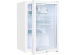 Exquisit Glastürkühlschrank GKS120-GT-160C Weiß 118 l, Umluft, 3 Ablagen, Türschloss, freistehend
