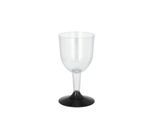 Papstar Weißwein Stielglas 0,1 l mit Füllstrich, glasklarer Kelch, schwarzer Fuß, 20er Pack, Höhe 11 cm