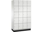 C+P Schließfachschrank Cambio, 4 Abteile, 20 Fächer, mit Sockel, B 1200 x T 525 x H 1980 mm, lichtgrau