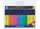 Staedtler Textmarker Textsurfer Classic, Keilspitze, Strichstärke 1-5 mm, nachfüllbar, mit Drehkappe, Recycling-Kunststoff, farbsortiertes 8er-Set