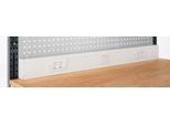 Schäfer Shop Pure Energieleiste für AST31 Tischaufbau mit H 1615 mm, anschlussfertig, 4 x Steckdosen, 1 x Schalter, B 1430 x T 60 x H 100 mm, Kunststoff, lichtgrau