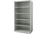 Schäfer Shop Genius Regalschrank FS, Stahl, mit Belüftungslöchern, B 1055 x T 620 x H 1950 mm, 5 OH, Lichtgrau, bis 500 kg