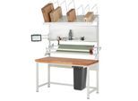 Rau Packtischsystem 06 Werkbank-Serie 8000, B 1500 x T 900 x H 840-1040 mm, Buche-Massivholzplatte, bis 1250 kg