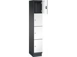 C+P Schließfachschrank Cambio, 1 Abteil, 4 Fächer, mit Sockel, B 300 x T 525 x H 1980 mm, schwarzgrau/weiß