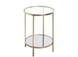 HAKU Beistelltisch, rund, Ø 390 mm x H 550 mm, Stahlrohr lackiert, Glasablagen (Sicherheitsklarglas oben, Spiegelglas unten), gold