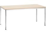 Konferenztisch, bis 6 Personen, Rechteck, 4-Fuß Quadratrohr, B 1600 x T 800 x H 720 mm, Ahorn/chromsilber