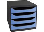 Schubladenbox Big Box Iderama Eisblau, 4 offene Schubladen, A4/A4+/24x32 cm, leise, Sicherheitsstopp
