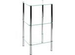 Regal HAKU, 2 Fächer mit jeweils bis zu 5 kg Tragkraft, B 390 x T 390 x H 770 mm, Stahl/ESG-Sicherheitsglas, chrom/transparent