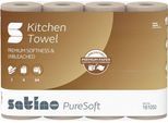 Satino Küchenrollen PureSoft, 2-lagig, mit Prägung, L 14 m x B 220 mm, 100 % Recycling-Karton, soft beige, 4 x 64 Blatt