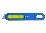 PHC Einweg-Sicherheitsmesser Volo™, für Links-/Rechtshänder, Auto-Klingenrückzug, Umhängeöse, Kunststoff, blau-gelb, 10 Stück