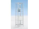 Standvitrine BST, Brandschutzklasse B1, 5 Fächer, abschließbare Flügeltür, B 500 x T 500 x H 1950 mm, Aluminium/Glas, silber