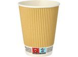 Papstar Kaffeebecher Ripple Wall 300 ml, Pappe PLA-beschichtet, FSC, Ø 90 mm, 25 Stück, To-go