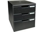 Exacompta MODULO A4 Schubladenbox Schwarz, 3 Schubladen geschlossen A4/A4+, staubgeschützt, leise, Sicherheitsstopp