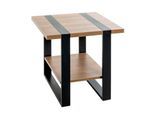 HAKU Beistelltisch, quadratisch, B 450 x T 450 x H 450 mm, Stahlrohr schwarz, Ablage Spanplatte Eiche dunkel, 15 kg Belastbarkeit