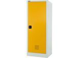 Schäfer Shop Select Umweltschrank, B 600 x T 500 x H 1585 mm, 2 Wannen à 11 Liter + WHG‑Wanne 7 Liter, lichtgrau/goldgelb